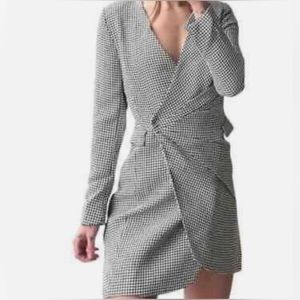 Jason Wu Houndstooth Blazer Wrap Mini Dress - size Medium